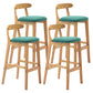 Armless Upholstered Bar Stool Modern Low Back Bar Stool with Wooden Legs