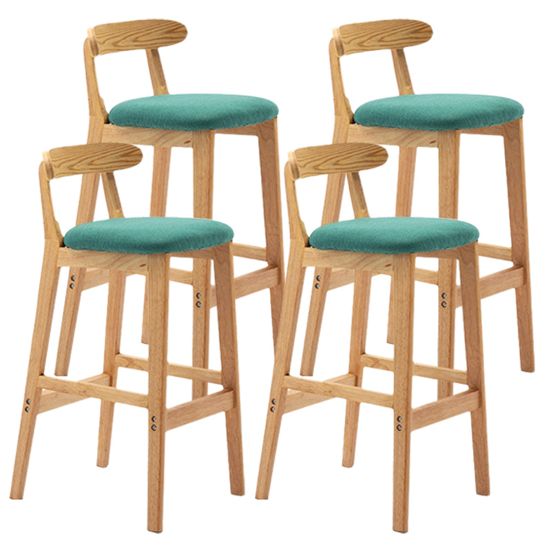 Armless Upholstered Bar Stool Modern Low Back Bar Stool with Wooden Legs