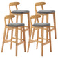 Armless Upholstered Bar Stool Modern Low Back Bar Stool with Wooden Legs
