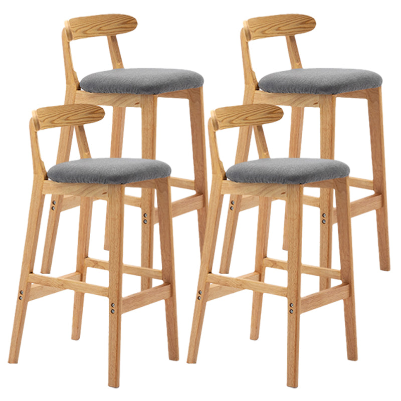 Armless Upholstered Bar Stool Modern Low Back Bar Stool with Wooden Legs
