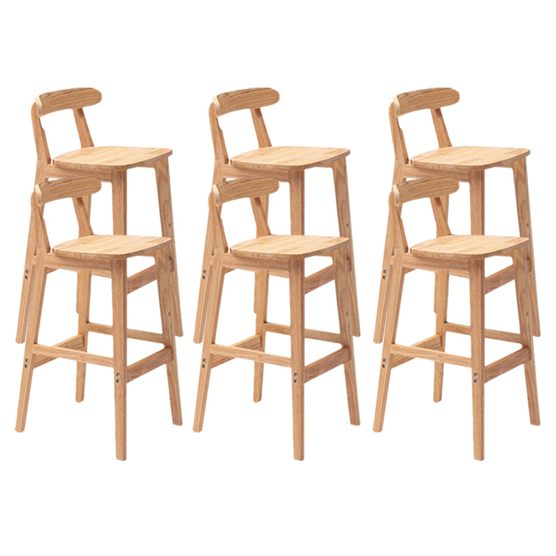 Armless Upholstered Bar Stool Modern Low Back Bar Stool with Wooden Legs