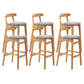 Armless Upholstered Bar Stool Modern Low Back Bar Stool with Wooden Legs