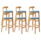 Armless Upholstered Bar Stool Modern Low Back Bar Stool with Wooden Legs