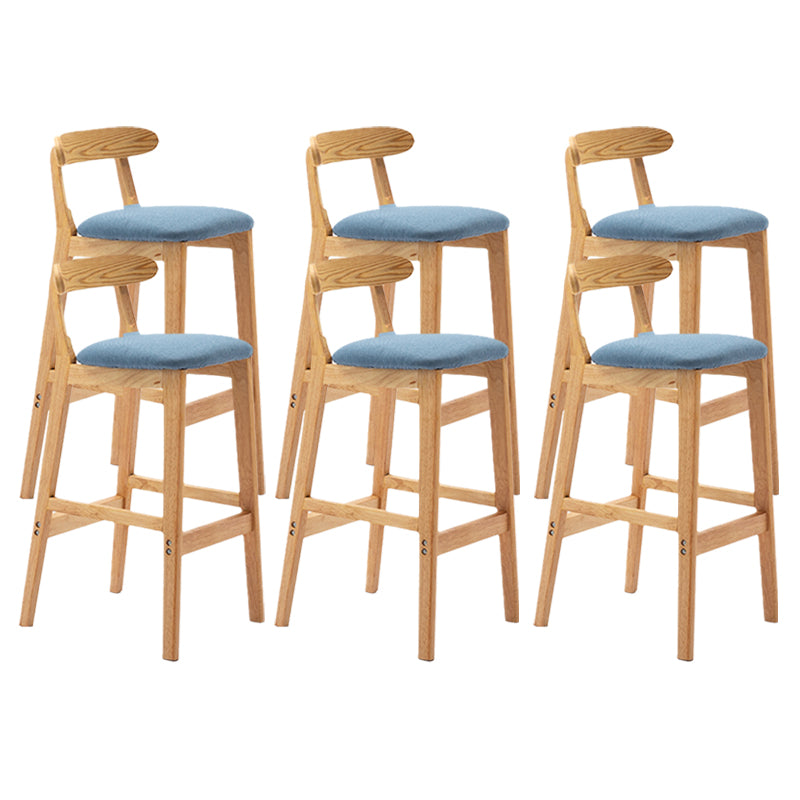 Armless Upholstered Bar Stool Modern Low Back Bar Stool with Wooden Legs
