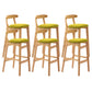 Armless Upholstered Bar Stool Modern Low Back Bar Stool with Wooden Legs