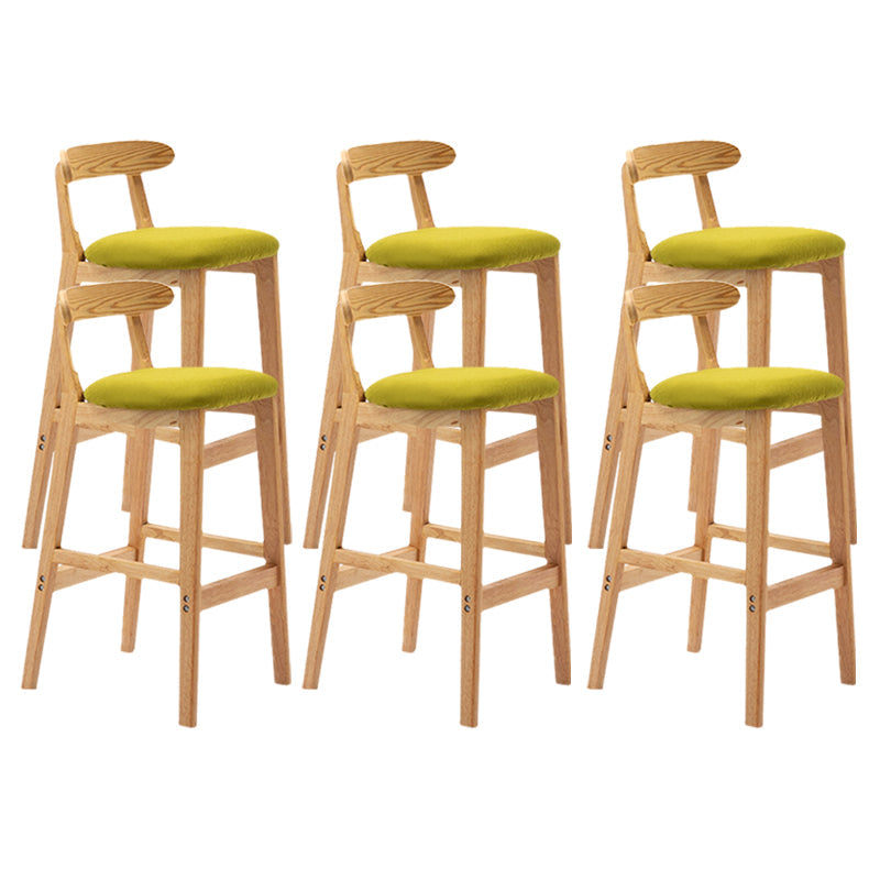 Armless Upholstered Bar Stool Modern Low Back Bar Stool with Wooden Legs