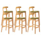 Armless Upholstered Bar Stool Modern Low Back Bar Stool with Wooden Legs