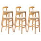 Armless Upholstered Bar Stool Modern Low Back Bar Stool with Wooden Legs