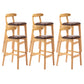 Armless Upholstered Bar Stool Modern Low Back Bar Stool with Wooden Legs