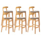 Armless Upholstered Bar Stool Modern Low Back Bar Stool with Wooden Legs