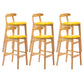 Armless Upholstered Bar Stool Modern Low Back Bar Stool with Wooden Legs
