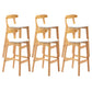 Armless Upholstered Bar Stool Modern Low Back Bar Stool with Wooden Legs