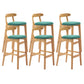 Armless Upholstered Bar Stool Modern Low Back Bar Stool with Wooden Legs