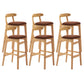 Armless Upholstered Bar Stool Modern Low Back Bar Stool with Wooden Legs