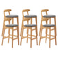Armless Upholstered Bar Stool Modern Low Back Bar Stool with Wooden Legs