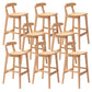 Armless Upholstered Bar Stool Modern Low Back Bar Stool with Wooden Legs