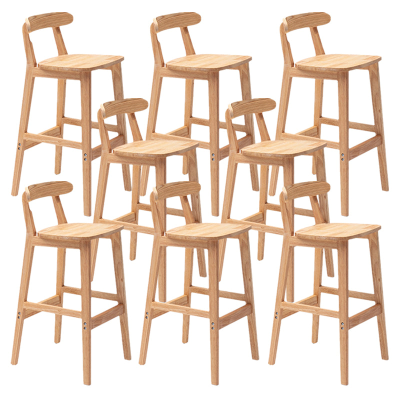 Armless Upholstered Bar Stool Modern Low Back Bar Stool with Wooden Legs