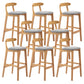 Armless Upholstered Bar Stool Modern Low Back Bar Stool with Wooden Legs