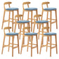 Armless Upholstered Bar Stool Modern Low Back Bar Stool with Wooden Legs