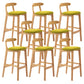 Armless Upholstered Bar Stool Modern Low Back Bar Stool with Wooden Legs