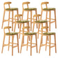 Armless Upholstered Bar Stool Modern Low Back Bar Stool with Wooden Legs