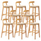 Armless Upholstered Bar Stool Modern Low Back Bar Stool with Wooden Legs