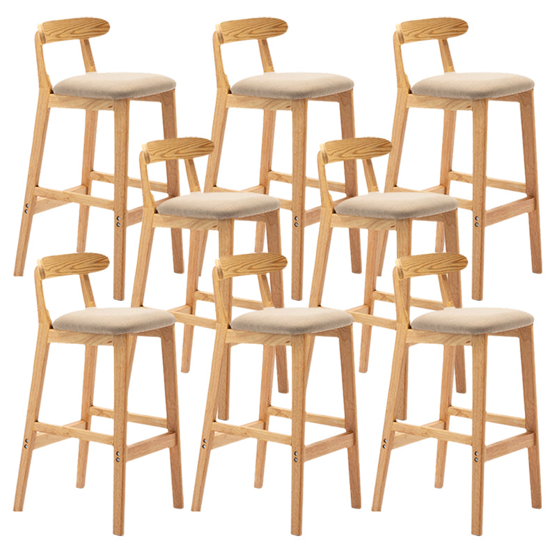 Armless Upholstered Bar Stool Modern Low Back Bar Stool with Wooden Legs