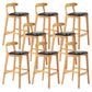 Armless Upholstered Bar Stool Modern Low Back Bar Stool with Wooden Legs