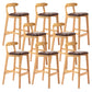Armless Upholstered Bar Stool Modern Low Back Bar Stool with Wooden Legs