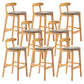 Armless Upholstered Bar Stool Modern Low Back Bar Stool with Wooden Legs
