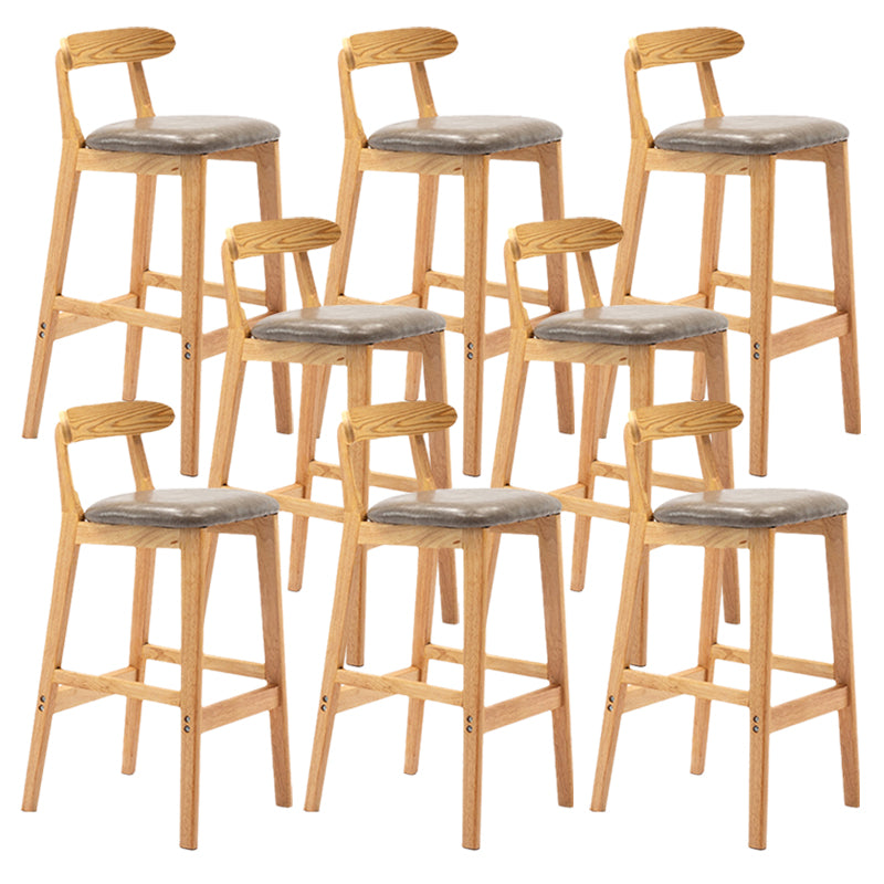 Armless Upholstered Bar Stool Modern Low Back Bar Stool with Wooden Legs