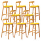 Armless Upholstered Bar Stool Modern Low Back Bar Stool with Wooden Legs