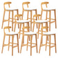 Armless Upholstered Bar Stool Modern Low Back Bar Stool with Wooden Legs