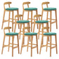Armless Upholstered Bar Stool Modern Low Back Bar Stool with Wooden Legs