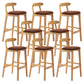 Armless Upholstered Bar Stool Modern Low Back Bar Stool with Wooden Legs
