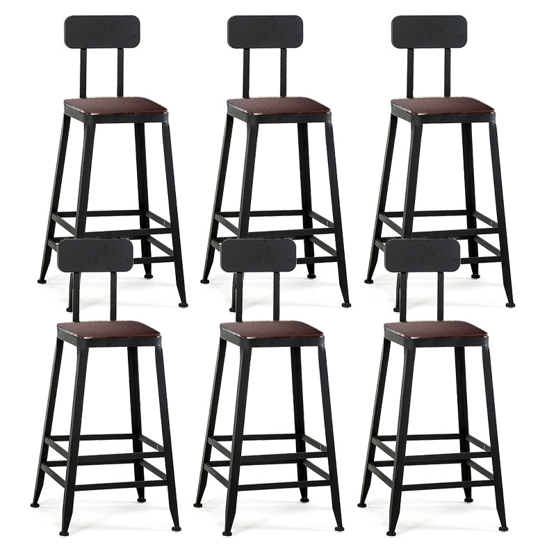 Chaise de comptoir noir industriel carré en métal de pied de pied de contre-tabouret