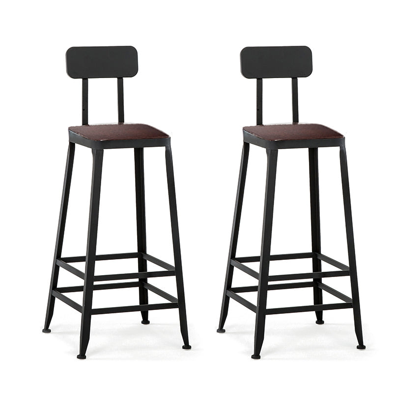 Chaise de comptoir noir industriel carré en métal de pied de pied de contre-tabouret