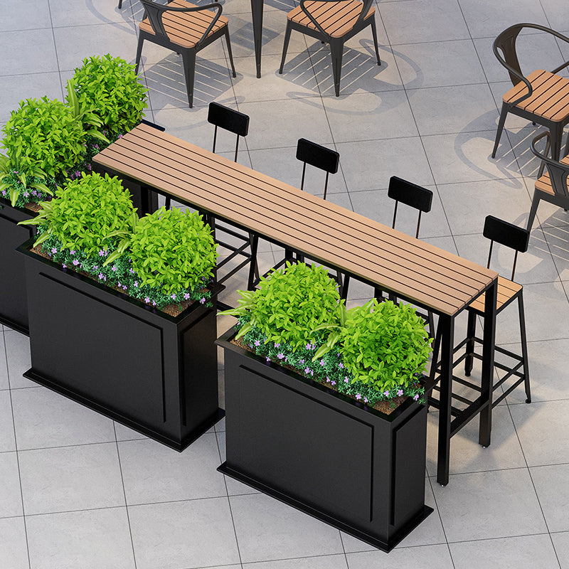 Outdoor Industrial Counter Stool Wood and Metal Black Footrest Bar Stool Clearhalo 'Bar Furniture' 'Bar Stools' 'bar_stools' 'furn' 'furn_bar_stools' 'Furniture' 'Kitchen & Dining Furniture' 5797871