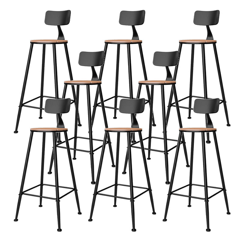 Outdoor Industrial Counter Stool Wood and Metal Black Footrest Bar Stool 8 Piece Set Round Clearhalo 'Bar Furniture' 'Bar Stools' 'bar_stools' 'furn' 'furn_bar_stools' 'Furniture' 'Kitchen & Dining Furniture' 5797872