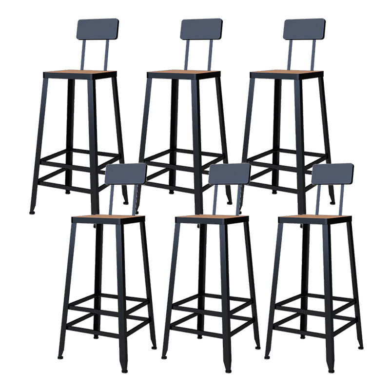 Outdoor Industrial Counter Stool Wood and Metal Black Footrest Bar Stool 6 Piece Set Square Clearhalo 'Bar Furniture' 'Bar Stools' 'bar_stools' 'furn' 'furn_bar_stools' 'Furniture' 'Kitchen & Dining Furniture' 5797878