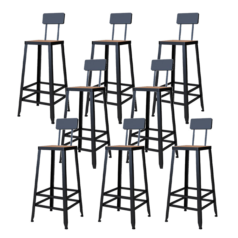Outdoor Industrial Counter Stool Wood and Metal Black Footrest Bar Stool 8 Piece Set Square Clearhalo 'Bar Furniture' 'Bar Stools' 'bar_stools' 'furn' 'furn_bar_stools' 'Furniture' 'Kitchen & Dining Furniture' 5797880