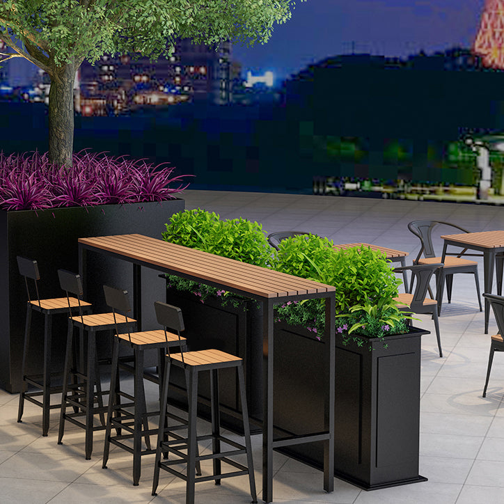 Outdoor Industrial Counter Stool Wood and Metal Black Footrest Bar Stool Clearhalo 'Bar Furniture' 'Bar Stools' 'bar_stools' 'furn' 'furn_bar_stools' 'Furniture' 'Kitchen & Dining Furniture' 5797884
