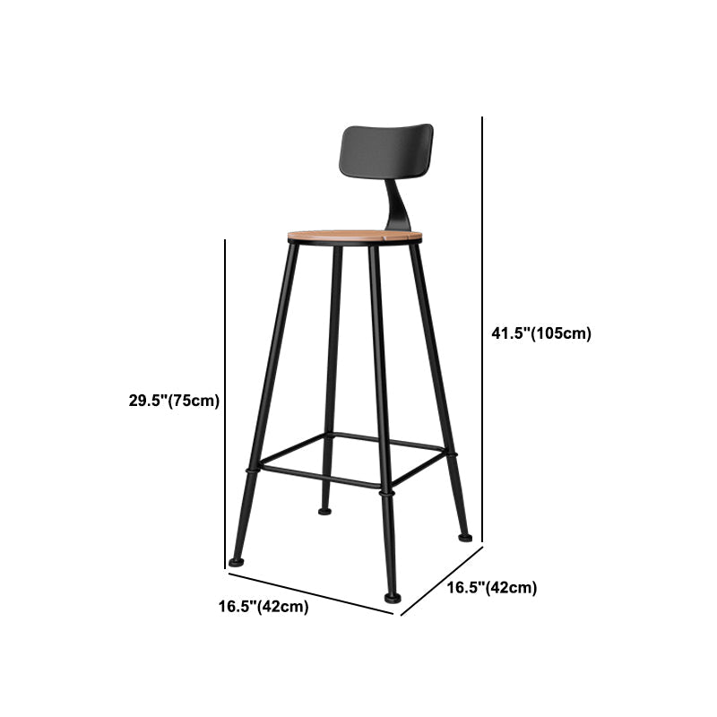 Outdoor Industrial Counter Stool Wood and Metal Black Footrest Bar Stool Clearhalo 'Bar Furniture' 'Bar Stools' 'bar_stools' 'furn' 'furn_bar_stools' 'Furniture' 'Kitchen & Dining Furniture' 5797887