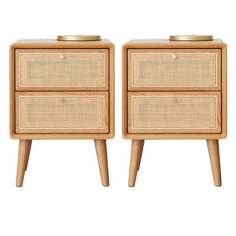 Solid Wood Night Table Modern Drawers Included 2 Drawer Accent Table Nightstand with Legs