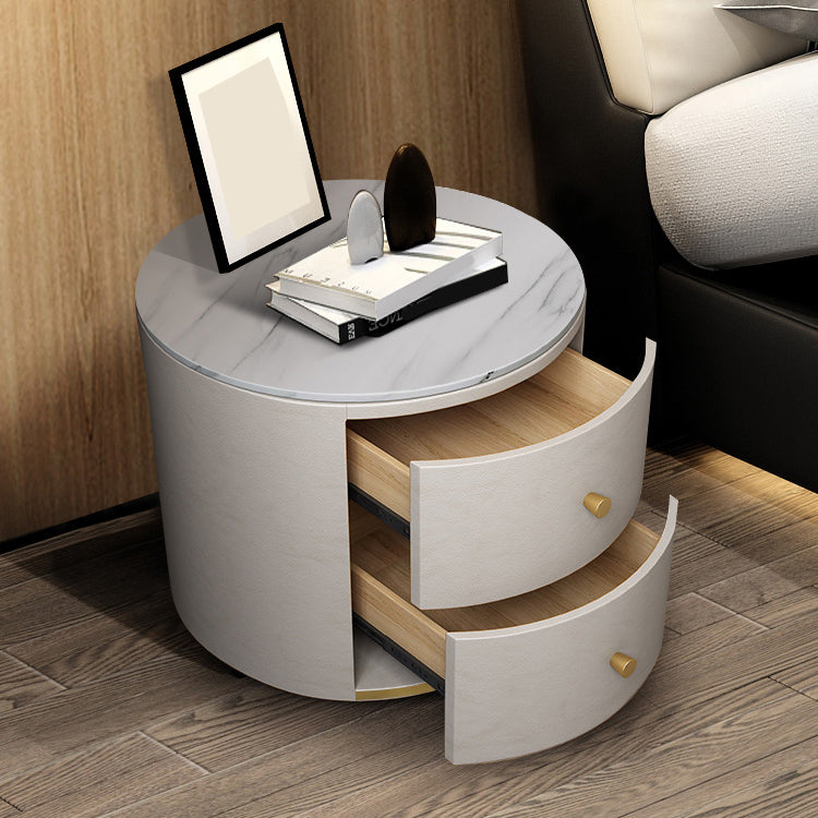 Glam Night Tisch Kunstleder und echter Marmor -Nachtschrankschubladen enthalten