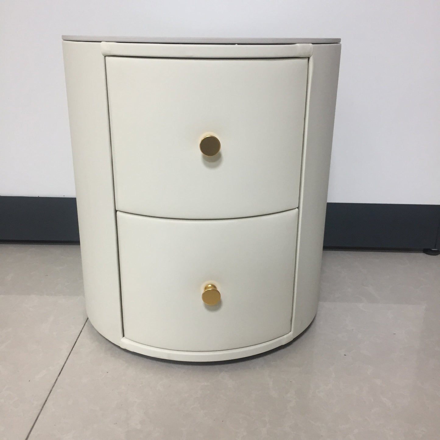 Glam Night Tisch Kunstleder und echter Marmor -Nachtschrankschubladen enthalten