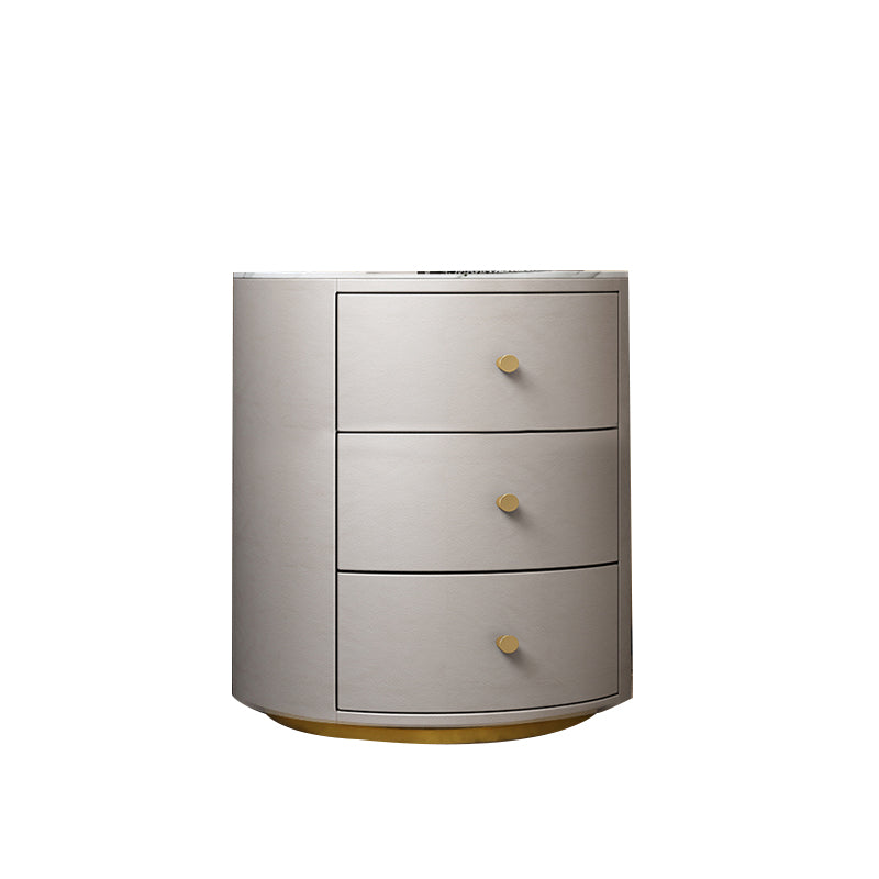 Glam Night Tisch Kunstleder und echter Marmor -Nachtschrankschubladen enthalten