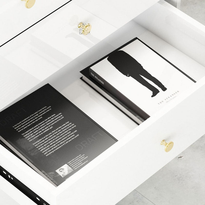 Glam witte opbergkast dressoir vaste dennen opbergkist met metalen voeten