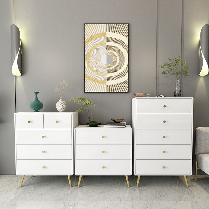 Glam witte opbergkast dressoir vaste dennen opbergkist met metalen voeten