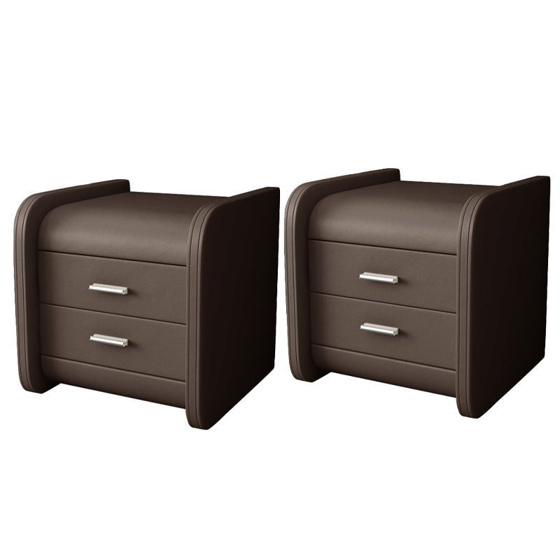 Leather 19.29 H Nightstand Contemporary Night Table with Drawers